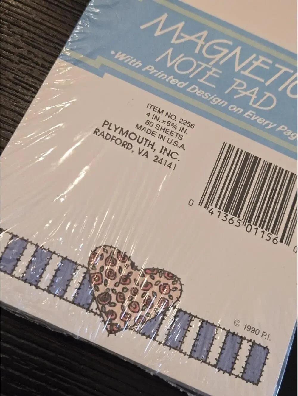 1990 Plymouth Inc Rose Heart Magnetic Note Pad 80 Sheets Sealed